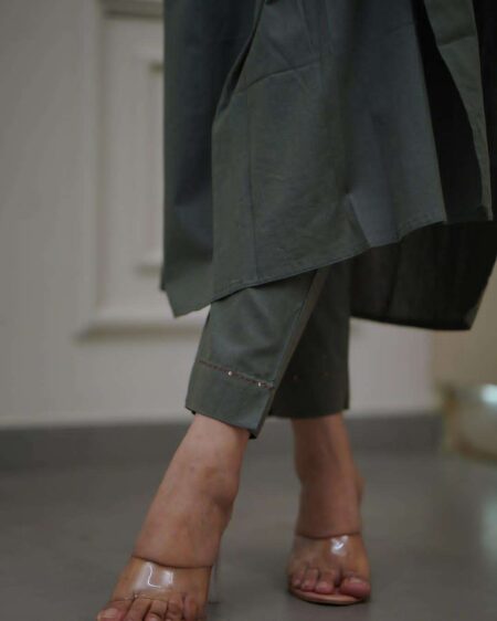 Women'S Cotton Printed Flared Straight Kurti With Pant And Dupatta Set | Krishty Kala Studios