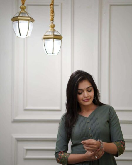 Women'S Cotton A Line Flared Straight Kurti With Pant | Krishty Kala Studios