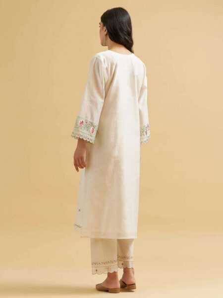 Women'S Cotton Embroidered Straight Kurti With Pant | Krishty Kala Studios